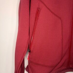 REI Co-op Mens Red Textured Waffle Knit Full Zip Fleece Hoodie Jacket Large